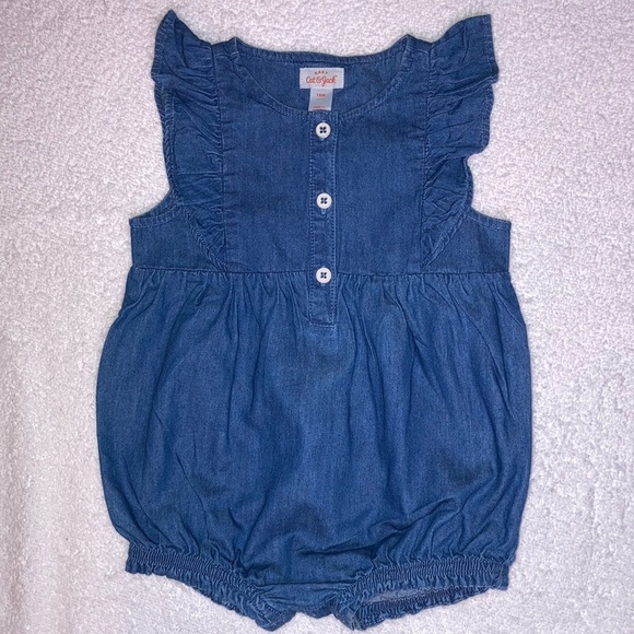 5/$20 Cat&jack denim look lightweight bubble romper 18m Euc - Picture 1 of 7